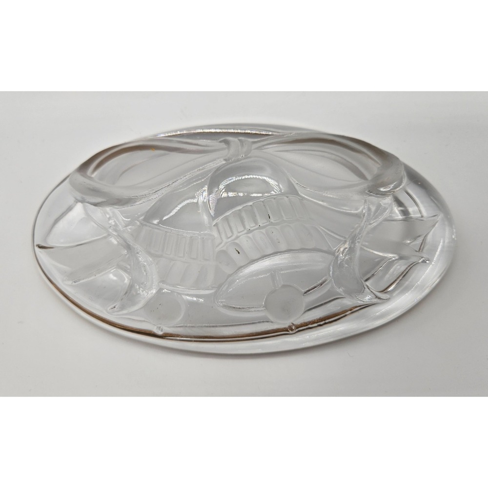 Mikasa Studio Nova Oval Glass Dish Gold Gilt Rim Bells And Ribbons Design 7" - Picture 4 of 11